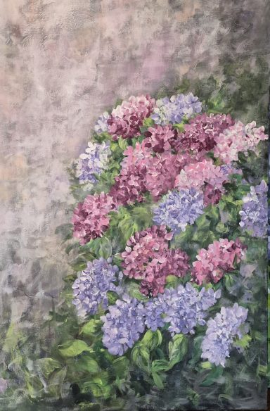 Hortensias mauve et rose clair