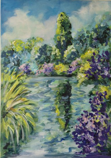 Inspiration Giverny Paysage inspiration Giverny vert et mauve / violet