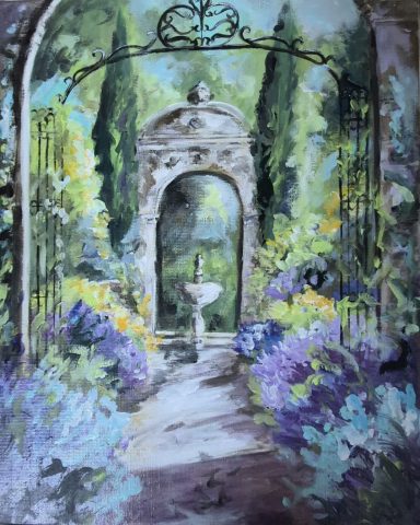 Jardin italien avec fontaine